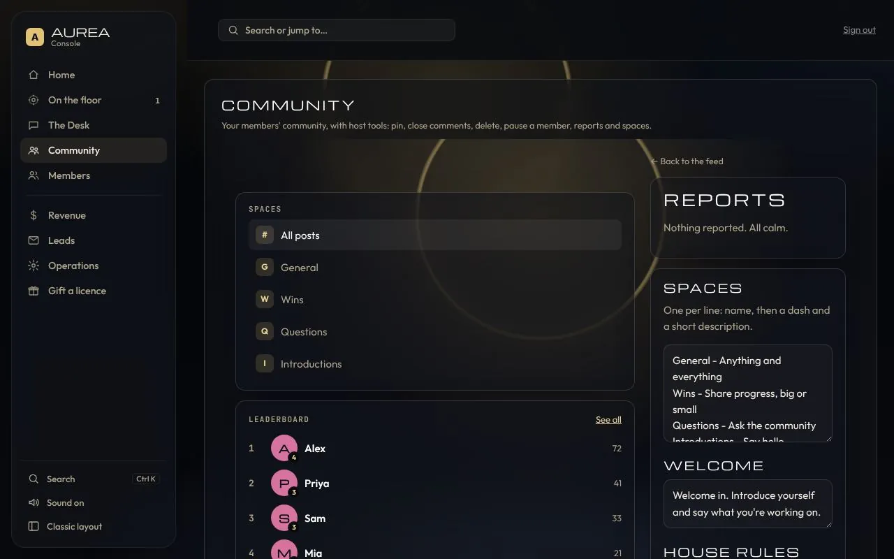 Console: the community for AUREA