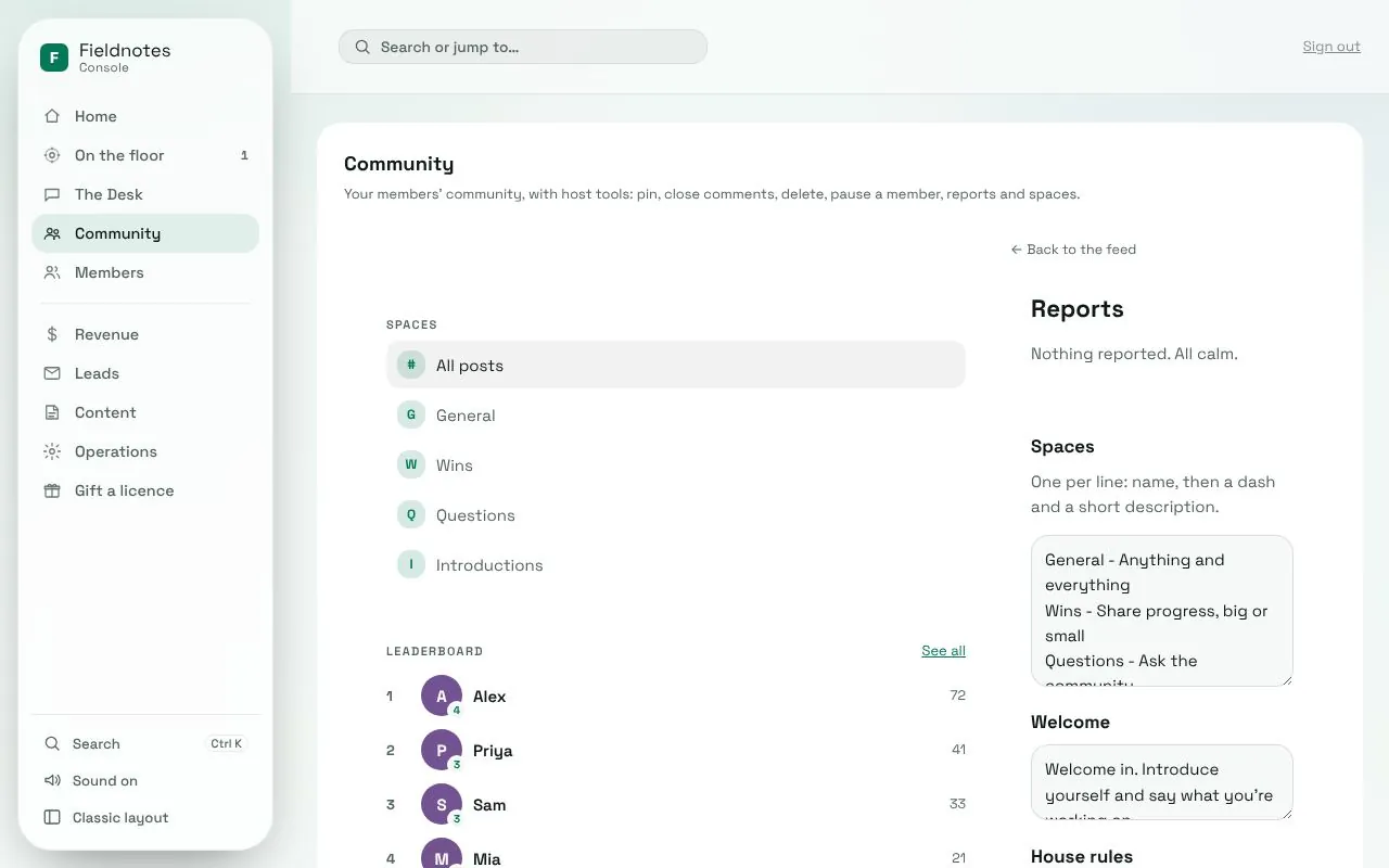 Console: the community for Fieldnotes