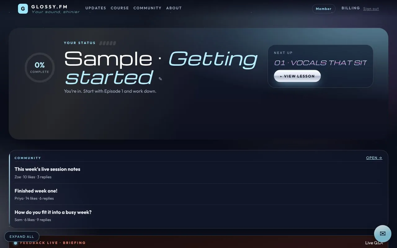 The course for GLOSSY.FM