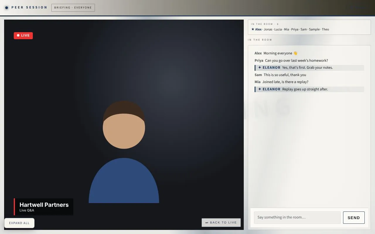 Live sessions for Hartwell Partners