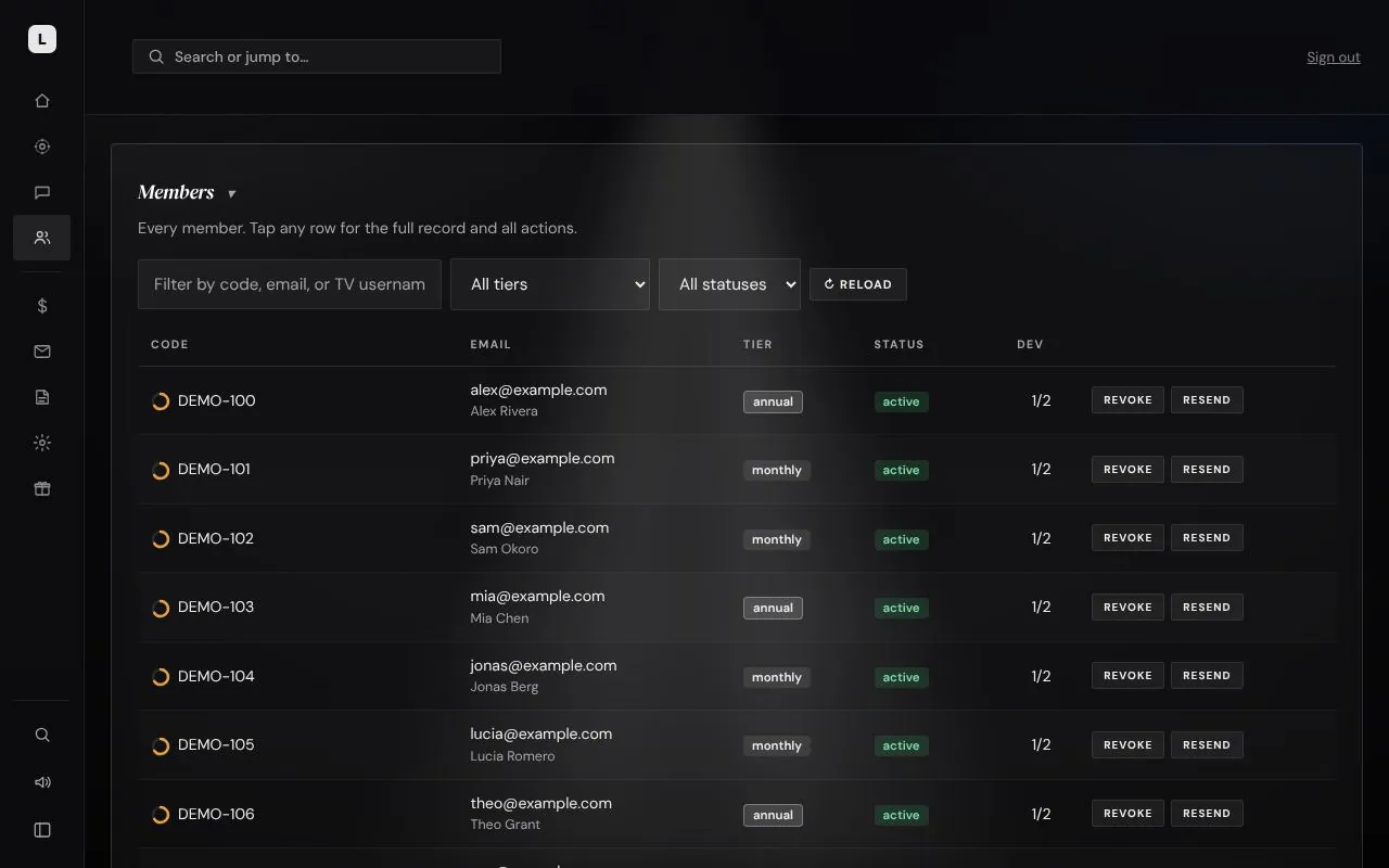 Console: members for Low Key