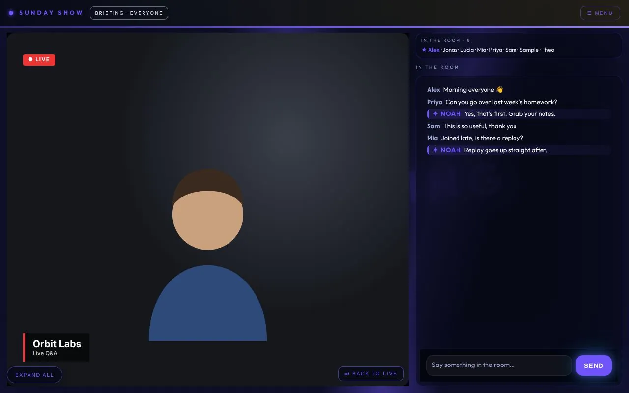 Live sessions for Orbit Labs