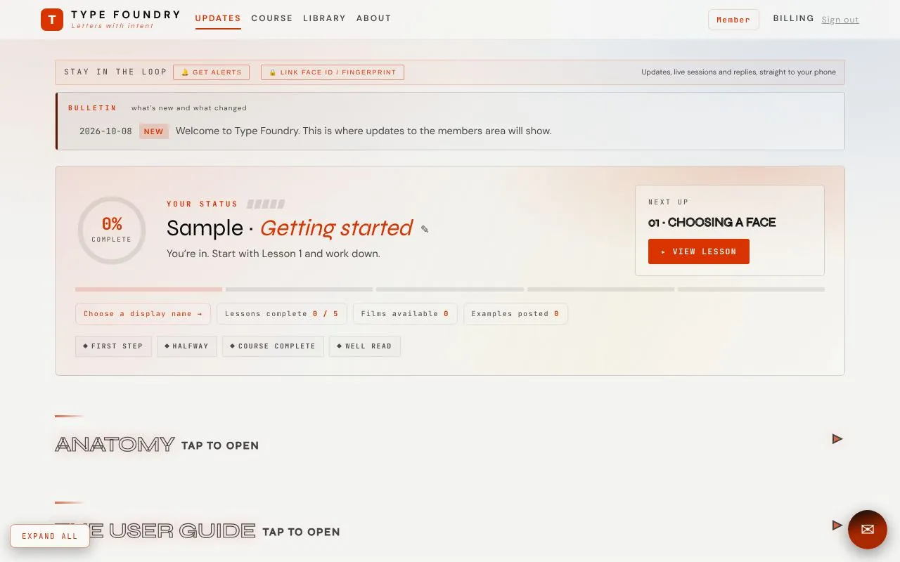 The course for Type Foundry